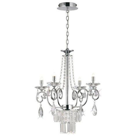 Inspired Diyas - Eden - Ceiling Pendant Chandelier 4 Light G9 Polished Chrome, Crystal