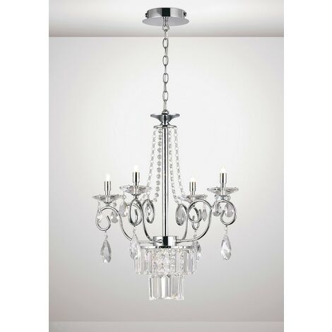 Inspired Diyas - Eden - Ceiling Pendant Chandelier 4 Light G9 Polished Chrome, Crystal
