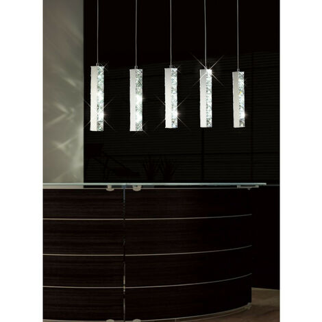 Inspired Clearance - Galaxy Linear Pendant 5 Drop 15W LED 6000K Polished Chrome, Crystal