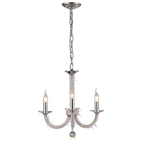 Inspired Diyas - Elena - Ceiling Pendant Chandelier 3 Light Polished Chrome, Crystal