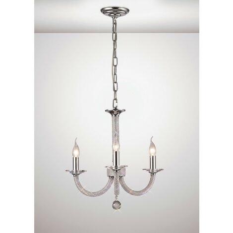 Inspired Diyas - Elena - Ceiling Pendant Chandelier 3 Light Polished Chrome, Crystal