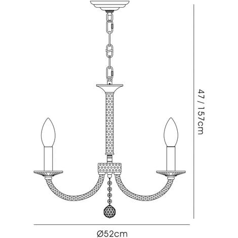 Inspired Diyas - Elena - Ceiling Pendant Chandelier 3 Light Polished Chrome, Crystal