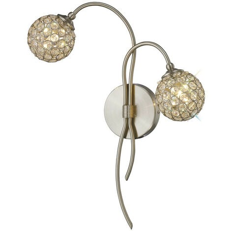 Inspired Clearance - Apollo Wall Lamp 2 Light G9 Satin Nickel/Crystal