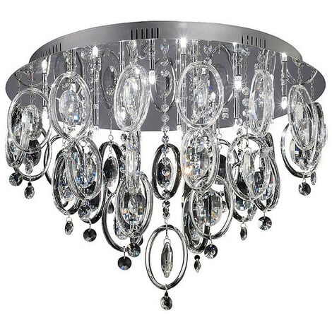 Inspired Clearance - Solana Ceiling 18 Light G4 Polished Chrome/Crystal, NOT LED/CFL Compatible