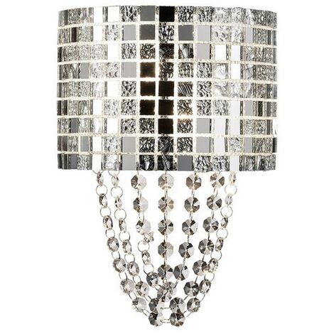 Inspired Diyas - Camden - Wall Lamp 2 Light G9 Polished Chrome, Mosaic Glass, Crystal