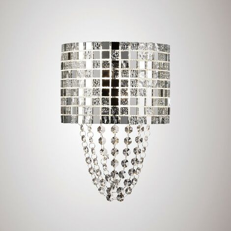 Inspired Diyas - Camden - Wall Lamp 2 Light G9 Polished Chrome, Mosaic Glass, Crystal