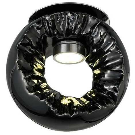 Inspired Diyas - Salvio - Ceramic Ceiling Round Sculpture 1 x 3W LED Chrome, Black