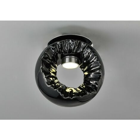Inspired Diyas - Salvio - Ceramic Ceiling Round Sculpture 1 x 3W LED Chrome, Black