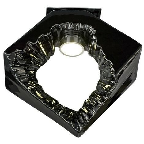 Inspired Diyas - Salvio - Ceramic Ceiling Square Sculpture 1 x 3W LED Chrome, Black