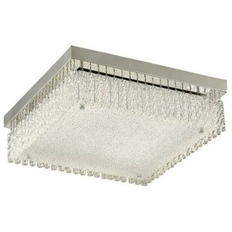 Inspired Diyas - Aiden - Large Square Flush Ceiling 21W 1800lm LED 4200K Polished Chrome, Crystal