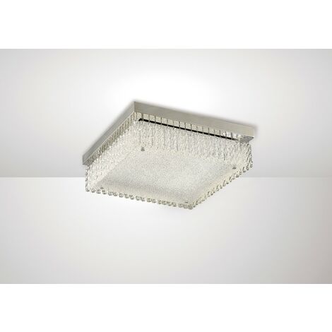 Inspired Diyas - Aiden - Large Square Flush Ceiling 21W 1800lm LED 4200K Polished Chrome, Crystal