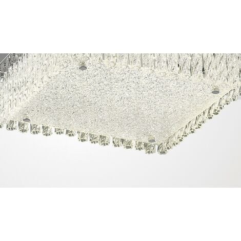 Inspired Diyas - Aiden - Large Square Flush Ceiling 21W 1800lm LED 4200K Polished Chrome, Crystal