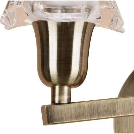 Inspired Mantra Alaska Wall Lamp Switched 2 Light L1/SGU10, Antique Brass, CFL Lamps INCLUDED