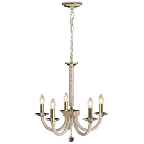 Inspired Diyas - Elena - Ceiling Pendant Chandelier 5 Light Gold, Crystal