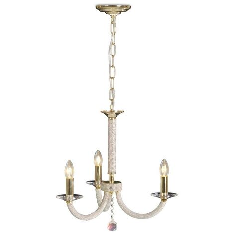 Inspired Diyas - Elena - Ceiling Pendant Chandelier 3 Light Gold, Crystal