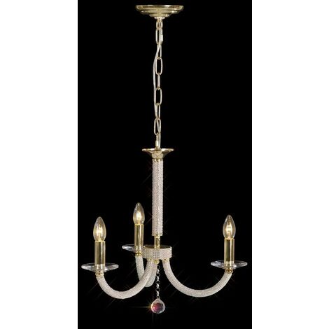 Inspired Diyas - Elena - Ceiling Pendant Chandelier 3 Light Gold, Crystal