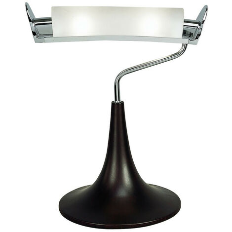 Inspired Mantra Fusion Zira Table Lamp 2 Light G9, Polished Chrome/Frosted White Glass/Wenge
