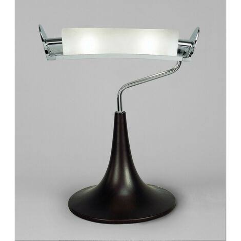 Inspired Mantra Fusion Zira Table Lamp 2 Light G9, Polished Chrome/Frosted White Glass/Wenge