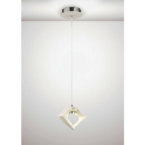 Inspired Diyas - Salvio - Ceramic Square Sculpture Ceiling Pendant 1 x 3W LED Chrome, White