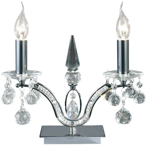 Inspired Diyas - Tara - Table Lamp 2 Light Polished Chrome, Crystal