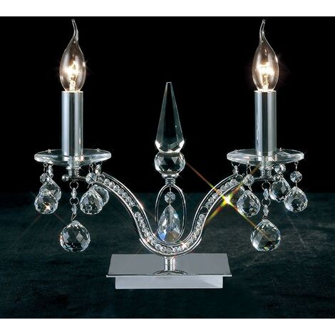 Inspired Diyas - Tara - Table Lamp 2 Light Polished Chrome, Crystal
