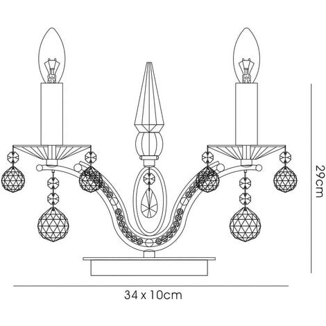 Inspired Diyas - Tara - Table Lamp 2 Light Polished Chrome, Crystal