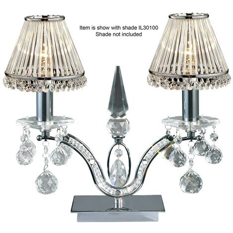 Inspired Diyas - Tara - Table Lamp 2 Light Polished Chrome, Crystal