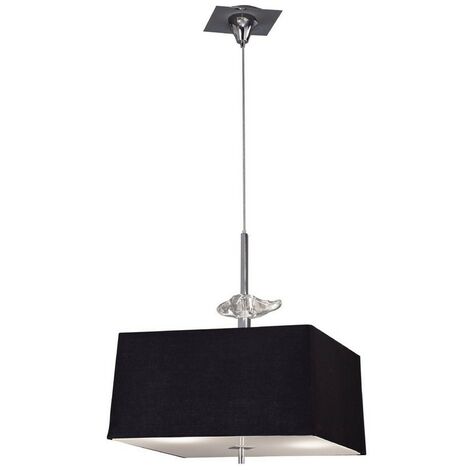 Inspired Mantra - Akira - Ceiling Pendant 4 Light E27, Polished Chrome, Frosted Glass with Black Shade