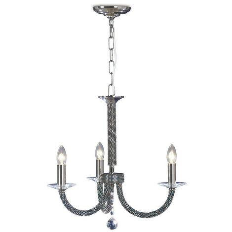 Inspired Diyas - Elena - Ceiling Pendant Chandelier 3 Light Black Chrome, Crystal