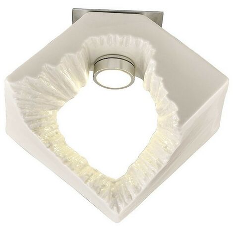 Inspired Diyas - Salvio - Ceramic Ceiling Square Sculpture 1 x 3W LED Chrome, White