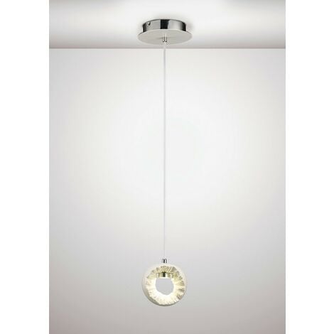 Inspired Diyas - Salvio - Ceramic Round Sculpture Ceiling Pendant 1 x 3W LED Chrome, White