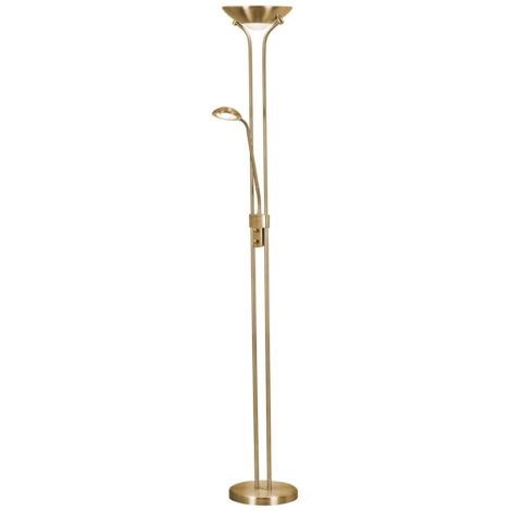 Searchlight Mother, Child LED Dimmable Floor Lamp Satin Brass