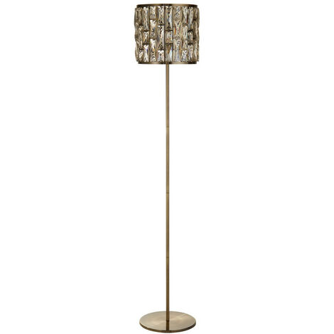 Searchlight Bijou Floor Lamp Antique Brass, Champagne Glass