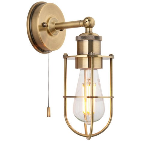 Merano Treviso Bathroom Metal Wall Lamp, Antique Brass Plate, IP44