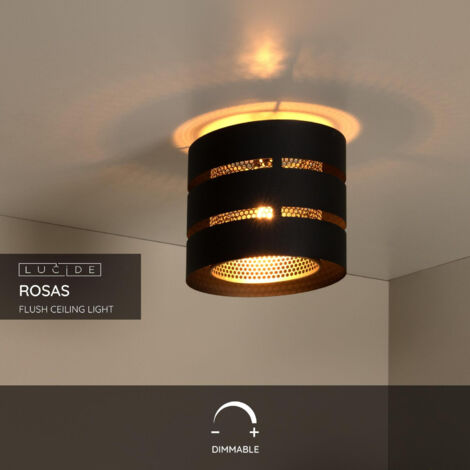 Lucide ROSAS - Flush ceiling light - Ø 26 cm - 1xE27 - Black