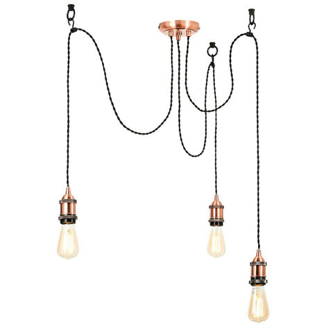 Forum Padua 2 Light Cluster Pendant Ceiling Light Copper, Black