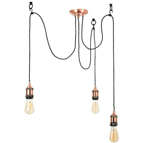 Forum Padua 2 Light Cluster Pendant Ceiling Light Copper, Black