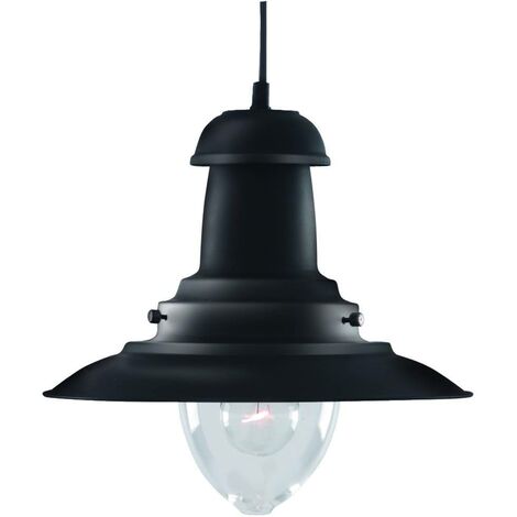 Searchlight Fisherman - 1 Light Dome Ceiling Pendant Black, Clear Glass Medium, E27