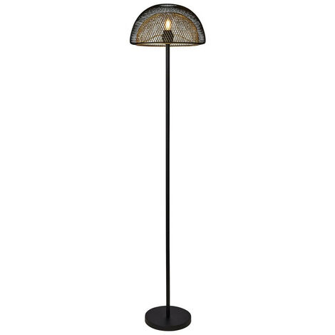 Searchlight Honeycomb 1 Light Double Layered Mesh Floor Lamp - Black Outer With Gold Inner