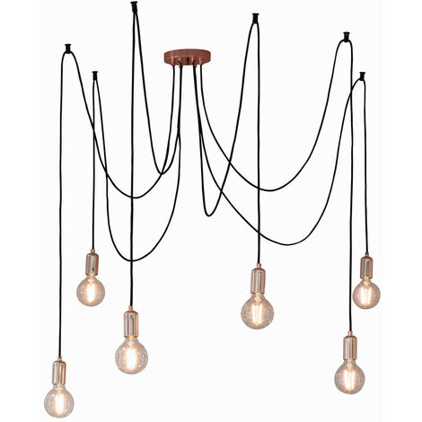 Endon Studio - 6 Light Cluster Pendant Copper Plate, E27