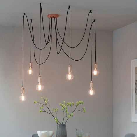 Endon Studio - 6 Light Cluster Pendant Copper Plate, E27