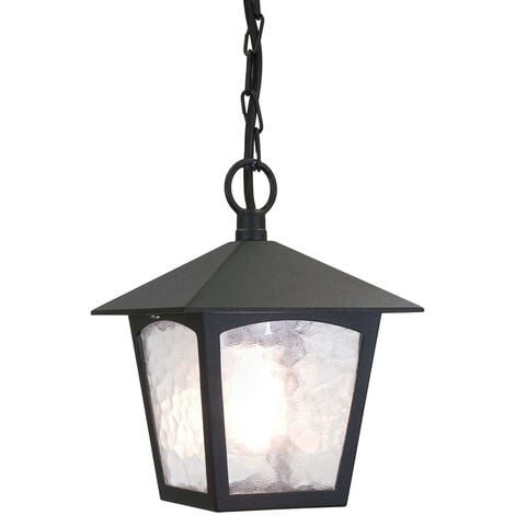 Elstead York - 1 Light Outdoor Ceiling Chain Lantern Black IP43, E27