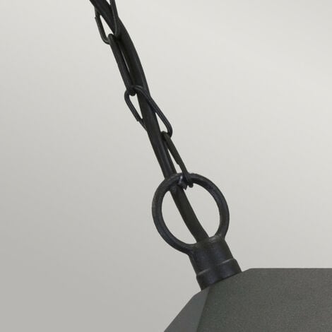 Elstead York - 1 Light Outdoor Ceiling Chain Lantern Black IP43, E27