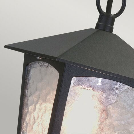 Elstead York - 1 Light Outdoor Ceiling Chain Lantern Black IP43, E27