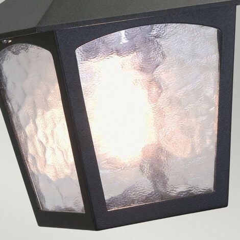Elstead York - 1 Light Outdoor Ceiling Chain Lantern Black IP43, E27