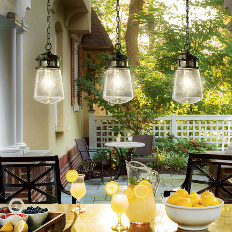 Elstead Lyndon - 1 Light Small Outdoor Ceiling Chain Lantern Architectural Bronze, E27