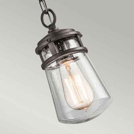 Elstead Lyndon - 1 Light Small Outdoor Ceiling Chain Lantern Architectural Bronze, E27