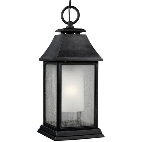 Elstead Shepherd - 1 Light Large Outdoor Ceiling Pendant Lantern Weathered Zinc IP44, E27