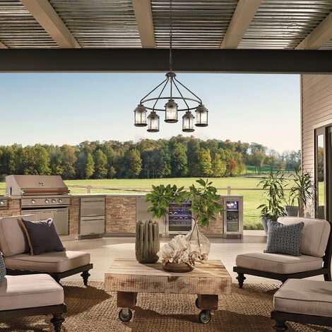 Elstead Ashland Bay - 5 Light Outdoor Chandelier Pendant Lighting Zinc IP44, E27