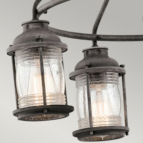 Elstead Ashland Bay - 5 Light Outdoor Chandelier Pendant Lighting Zinc IP44, E27
